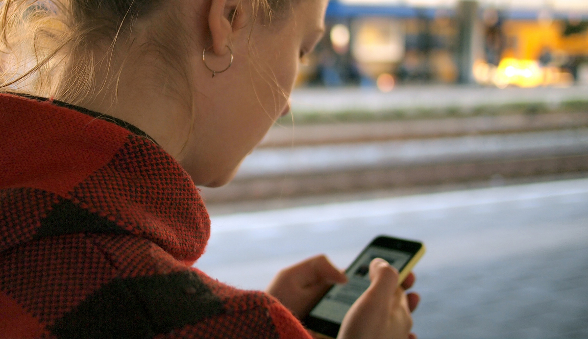 Lady using her mobile phone