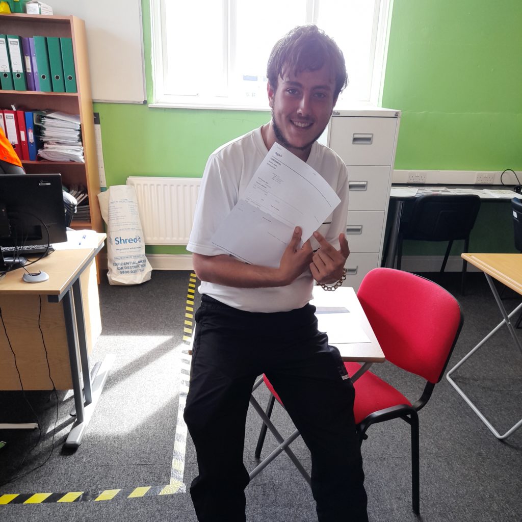 Nacro Education learner celebrating GCSE results