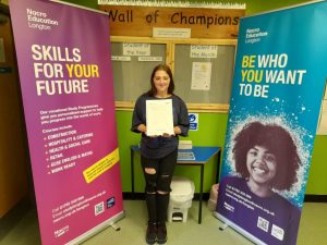 Nacro Education Longton learner celebrating GCSE results