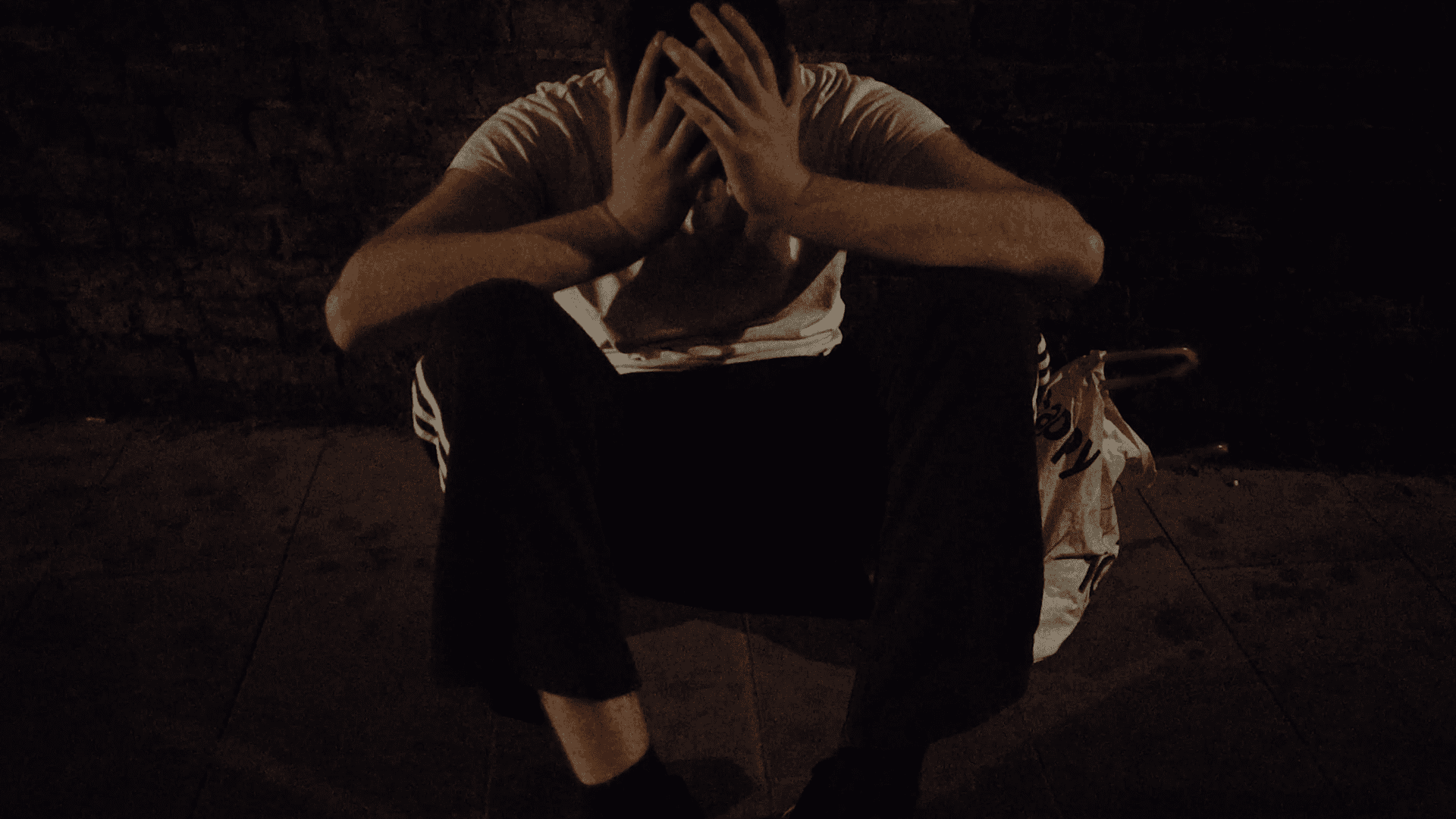 Man with his head in his hands