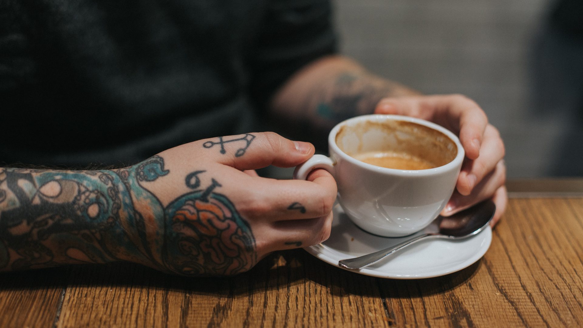 service user drinking coffee