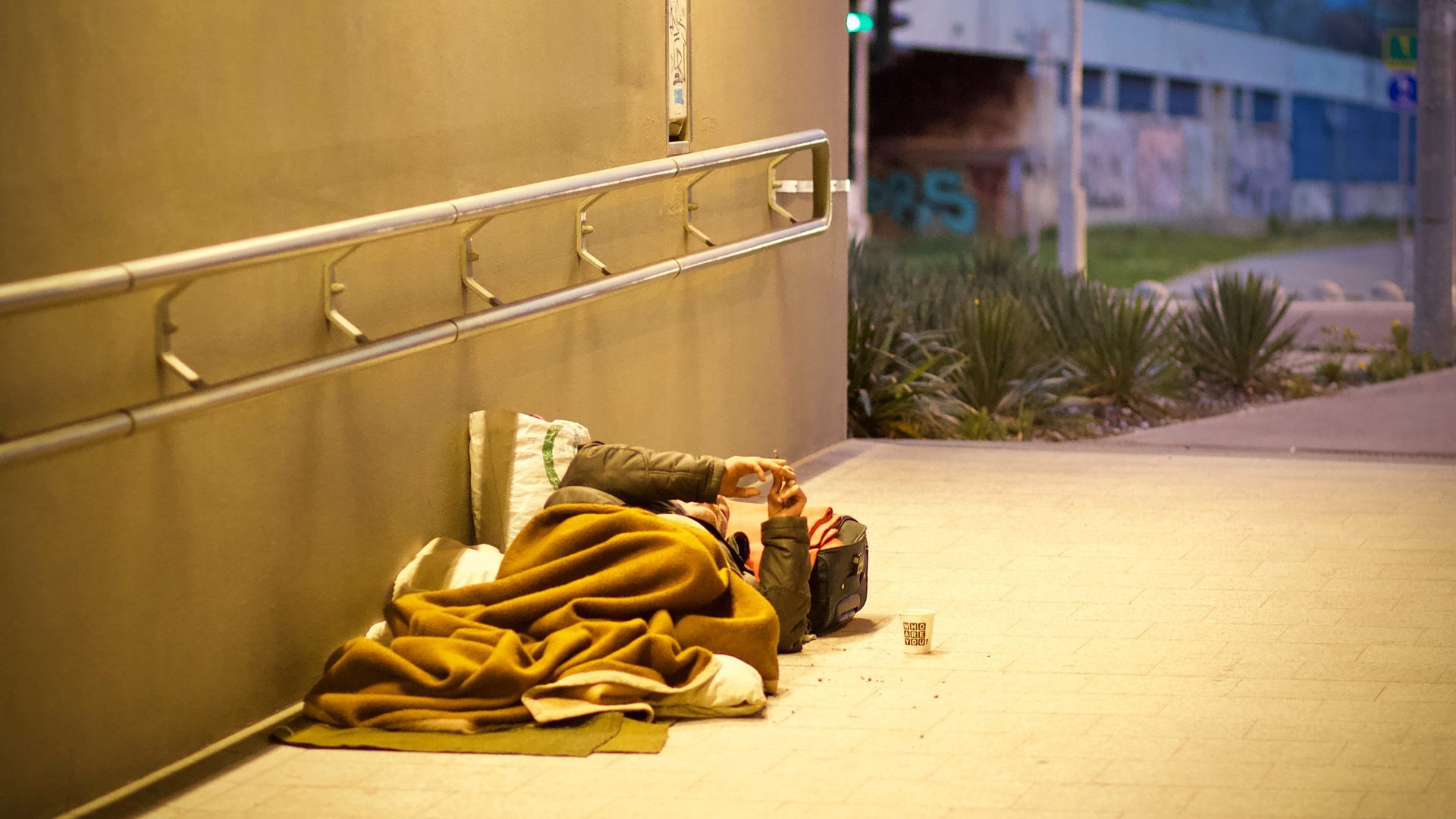 Person sleeping on the street
