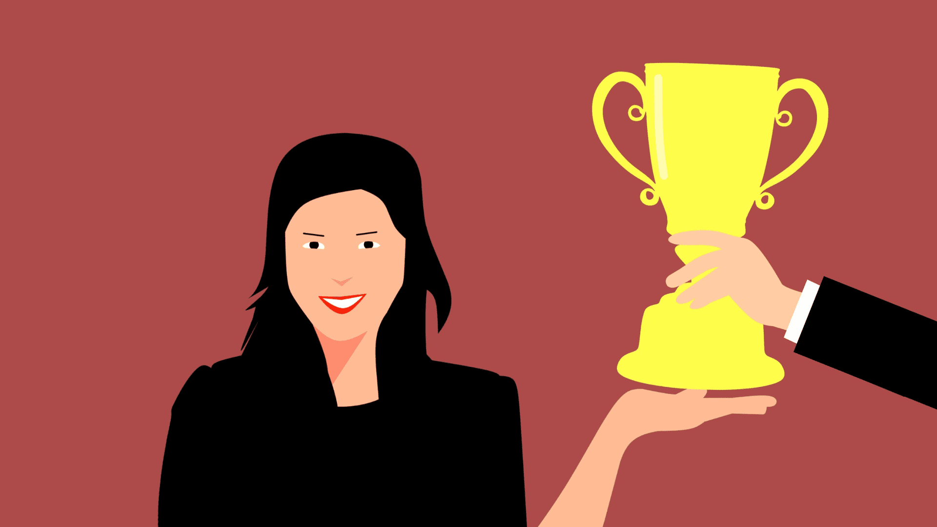 Illustration of a woman receiving a trophy
