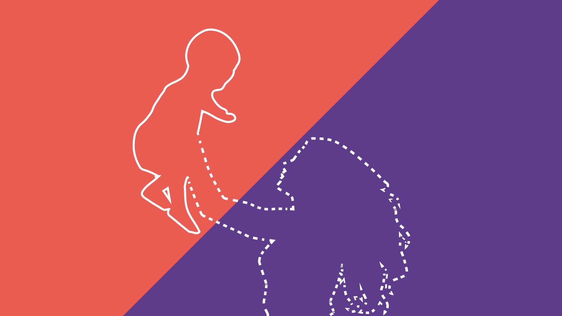 Illustration outline of mother holding up baby