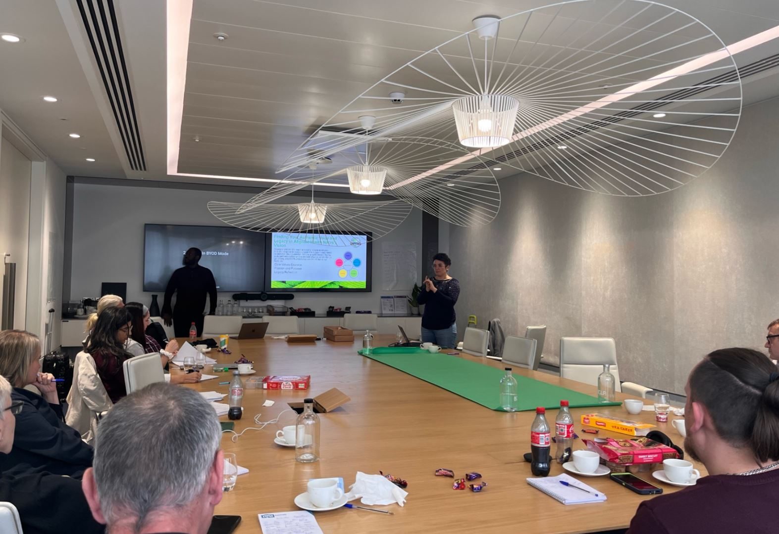 Image of Services Users and Nacro Staff in a training session in a conference room